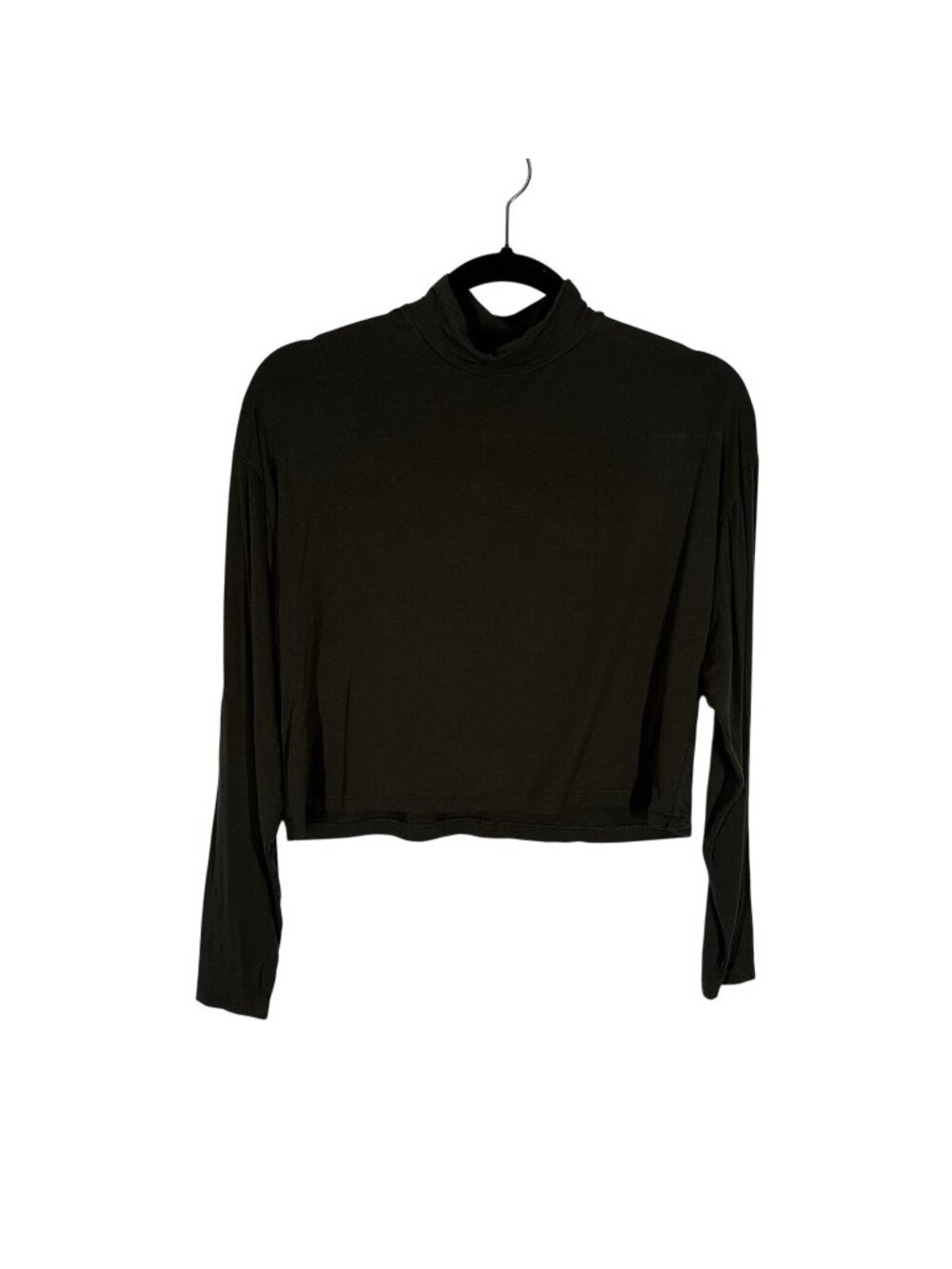 Wilfred Aritzia Women XS Olive Green Jersey Long Sleeve Mock Neck Cropped Top